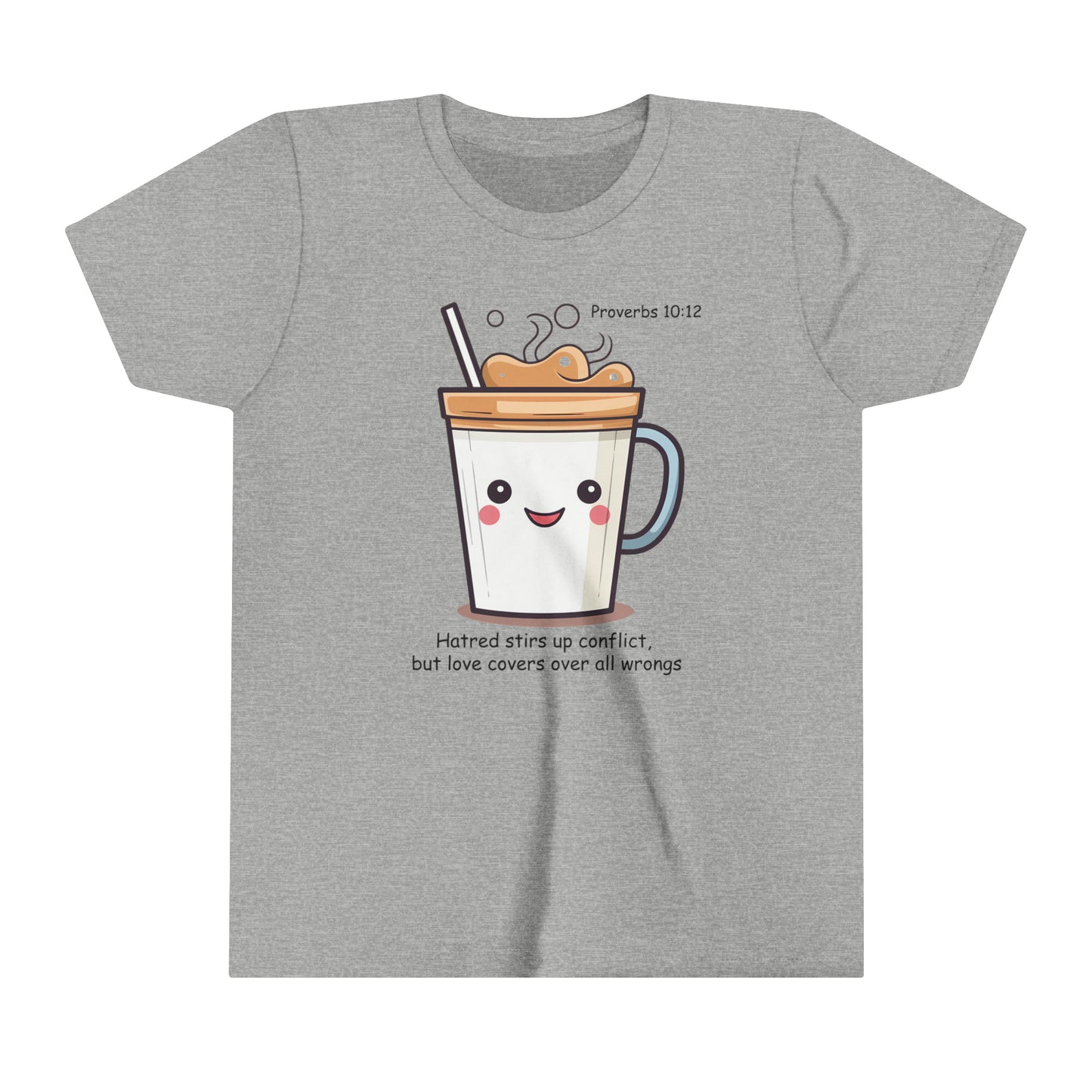 Kawaii Coffee Character With Bible Verse T-Shirt - Youth