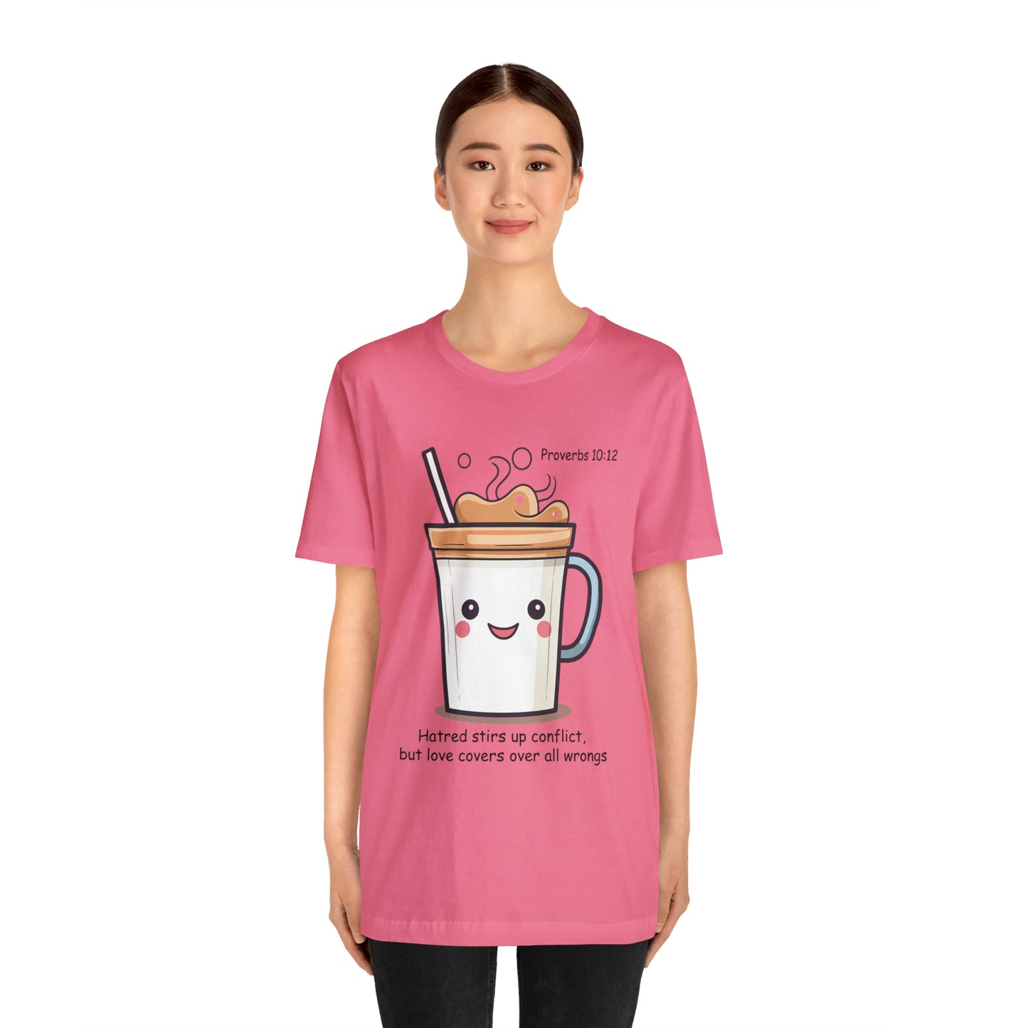 Kawaii Coffee Character With Bible Verse T-Shirt
