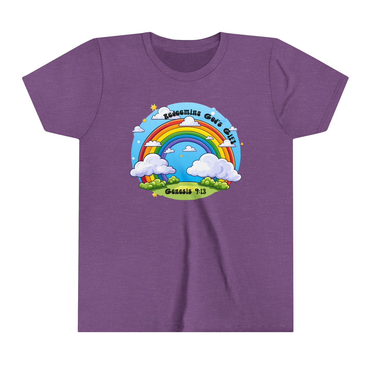 Christian Rainbow With Clouds T-Shirt - Youth