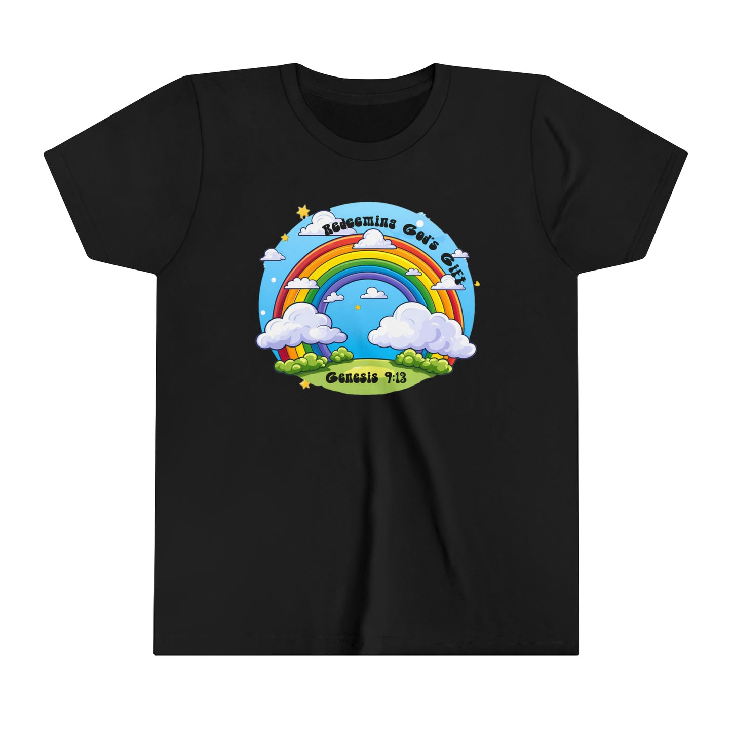 Christian Rainbow With Clouds T-Shirt - Youth